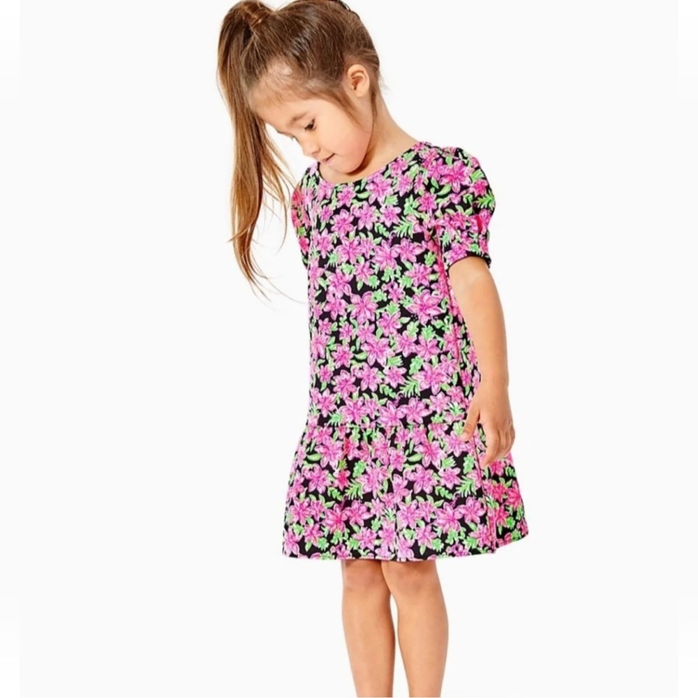 Lilly Pulitzer Onyx Lil Lilly Floral Print Chrishell Dress 12-14